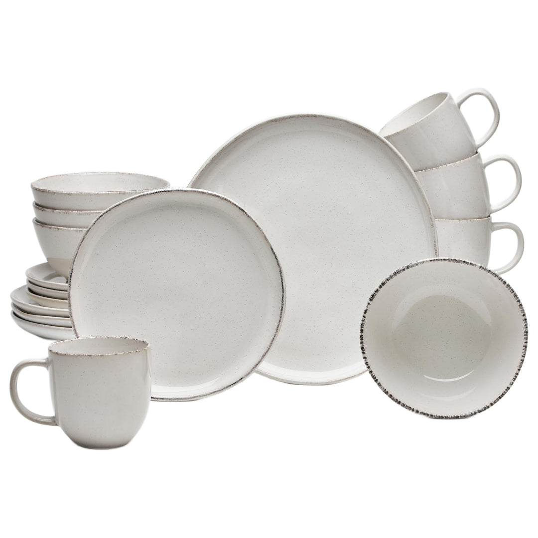 Van Well | URBAN Kombiservice 16teilig creme für 4 Personen im modernen Design aus Keramik Steinzeug