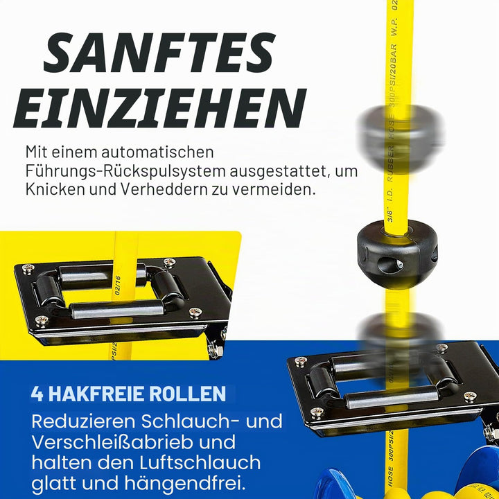 Goodyear Schlauchtrommel Stahl Einziehbare Air Compressor Schlauchaufroller mit 9,5mm × 15m schlauch