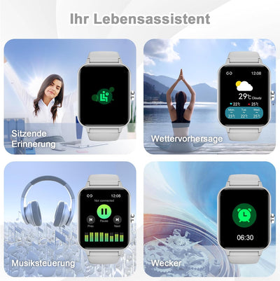 Blackview Smartwatch Herren Damen Fitnessuhr, 1,85'' Smart Watch, Armbanduhr mit Pulsmesser Schlafmo