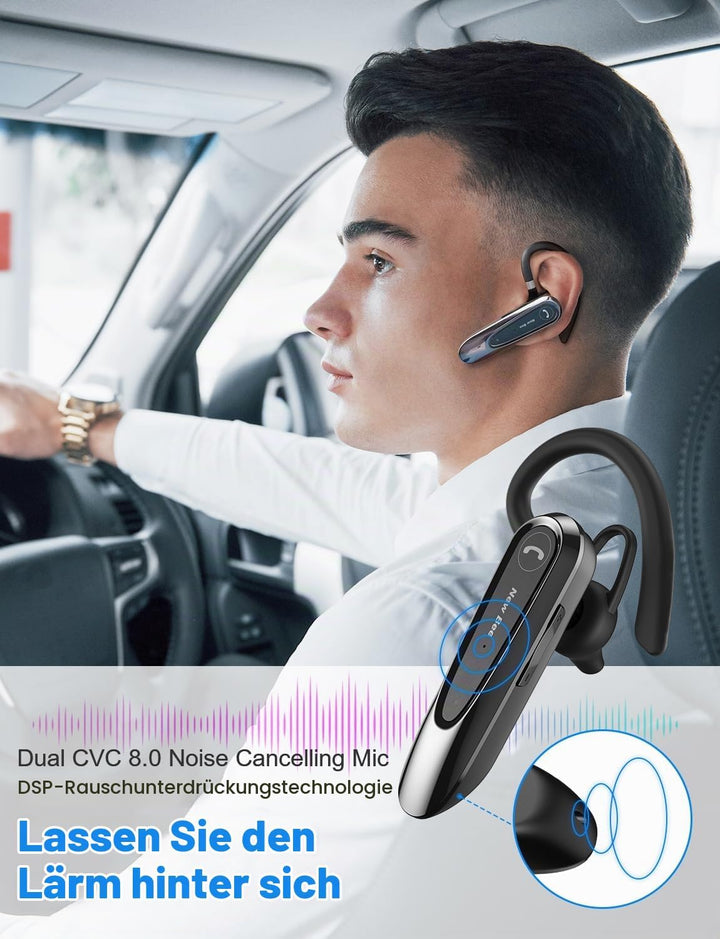 New Bee Bluetooth Headset Wireless Freisprech Telefon mit Dual Mic V5.0 Freisprech-Bluetooth-Ohrhöre