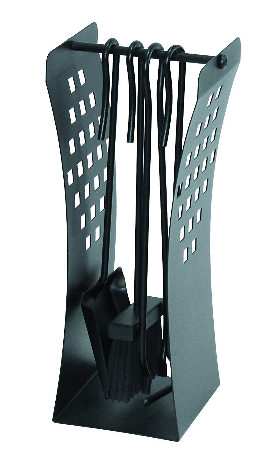 Kaminbesteck schwarz beschichtet B/H/T = 20/43/14 cm