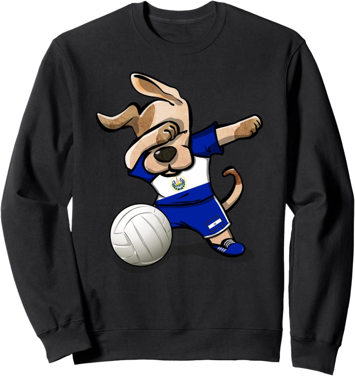 Dabbing Hund El Salvador Volleyball Salvadorianische Flagge Sweatshirt