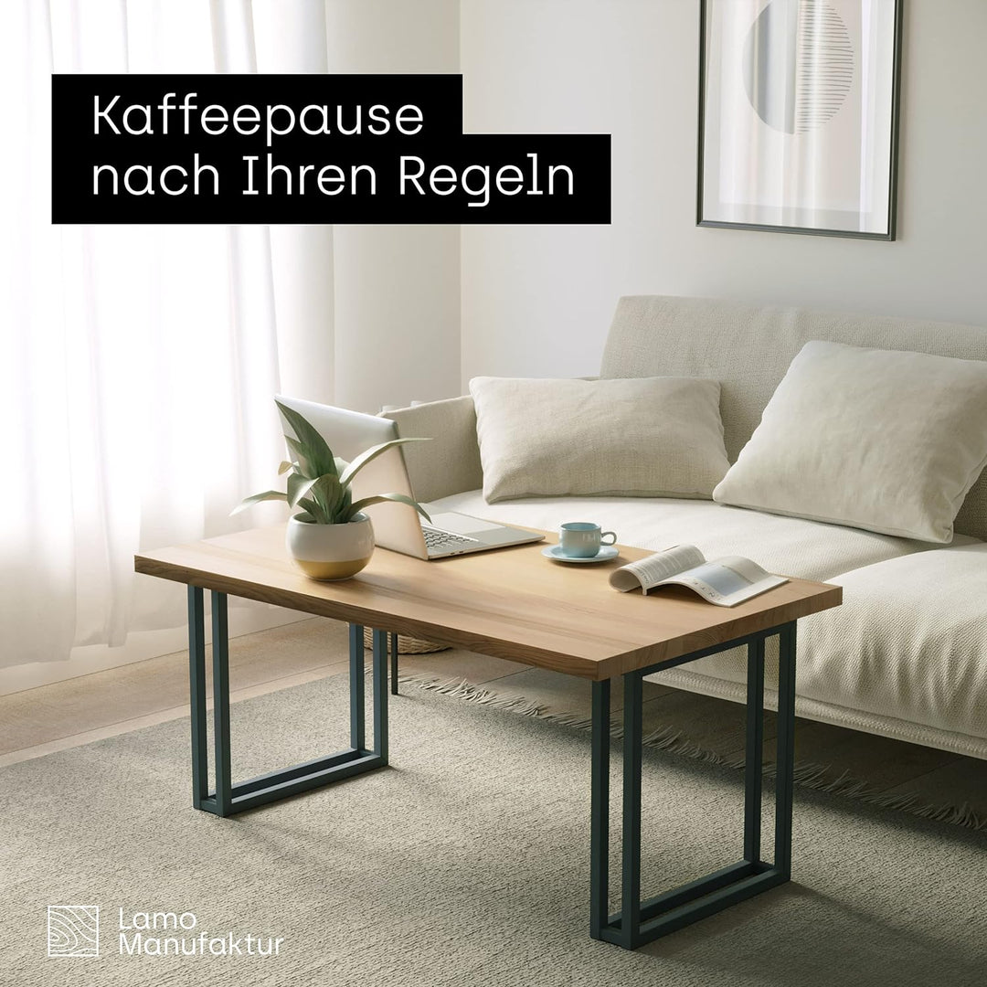 LAMO Manufaktur Holzplatte für Couchtisch, Beistelltisch, Tischplatte Massivholz Baumkante 60x60 cm,