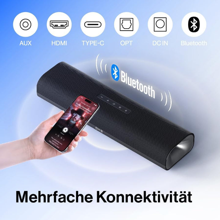 OXS Thunder Lite PC-Gaming-Soundbar, Soundbars für Fernseher mit Virtuellem Surround-Sound, 2 Breitb
