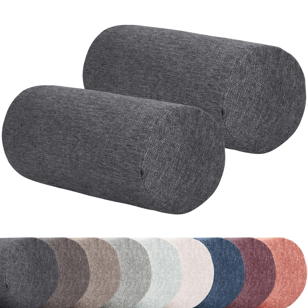 Selfitex 2er Set Nackenrolle - 18x45 cm, weich und formstabil, dezent melierter Bezug, Füllkissen au