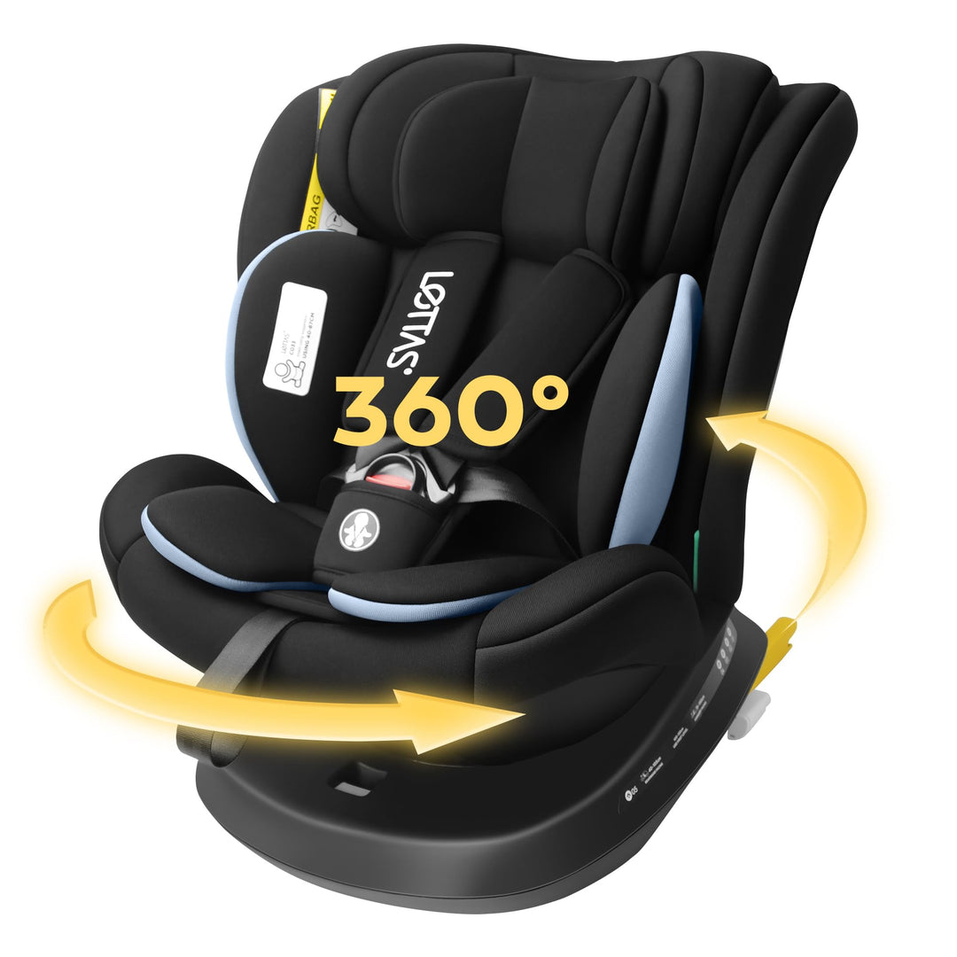 LETTAS I-Size 360°Drehung Autositz 40-150 cm, ca. 0 bis 12 Jahre, Isofix Kinderautositz mit Verstell