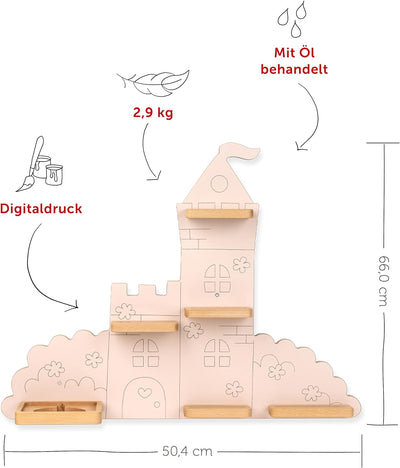 tonies Regal Im Zauberschloss, Regal für Toniebox und Figuren, grosses Regal in Puderrosa für bis zu
