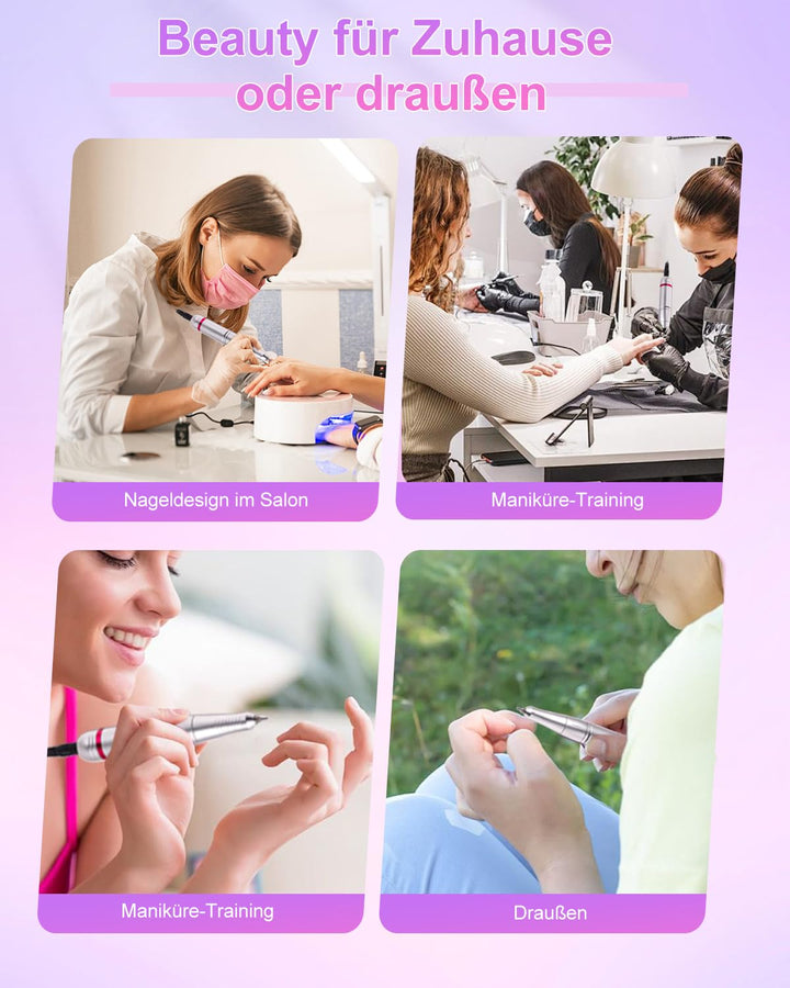 CozyZen Elektrische Nagelfräser Professional: 45000 U/min Nagelpflege-Kit mit LCD-Display, Hand- & F