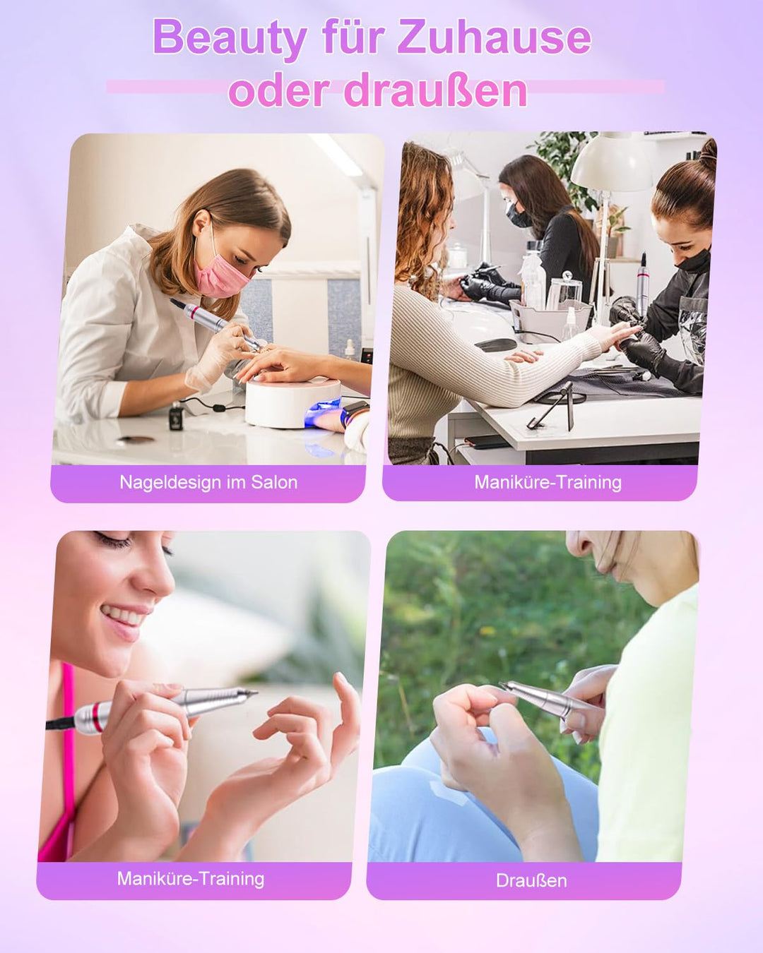 CozyZen Elektrische Nagelfräser Professional: 45000 U/min Nagelpflege-Kit mit LCD-Display, Hand- & F