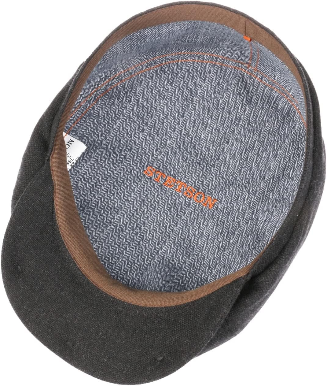 Stetson Brooklin Schirmmütze Flatcap Uni einfarbig Made in EU Herren Herbst Winter 55 anthrazit, 55