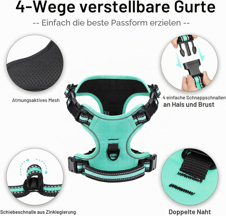 Hundegeschirr, No-Pull Hundegeschirr, Brustgeschirr für kleine, Grosse, mittelgrosse Hunde, Weich At