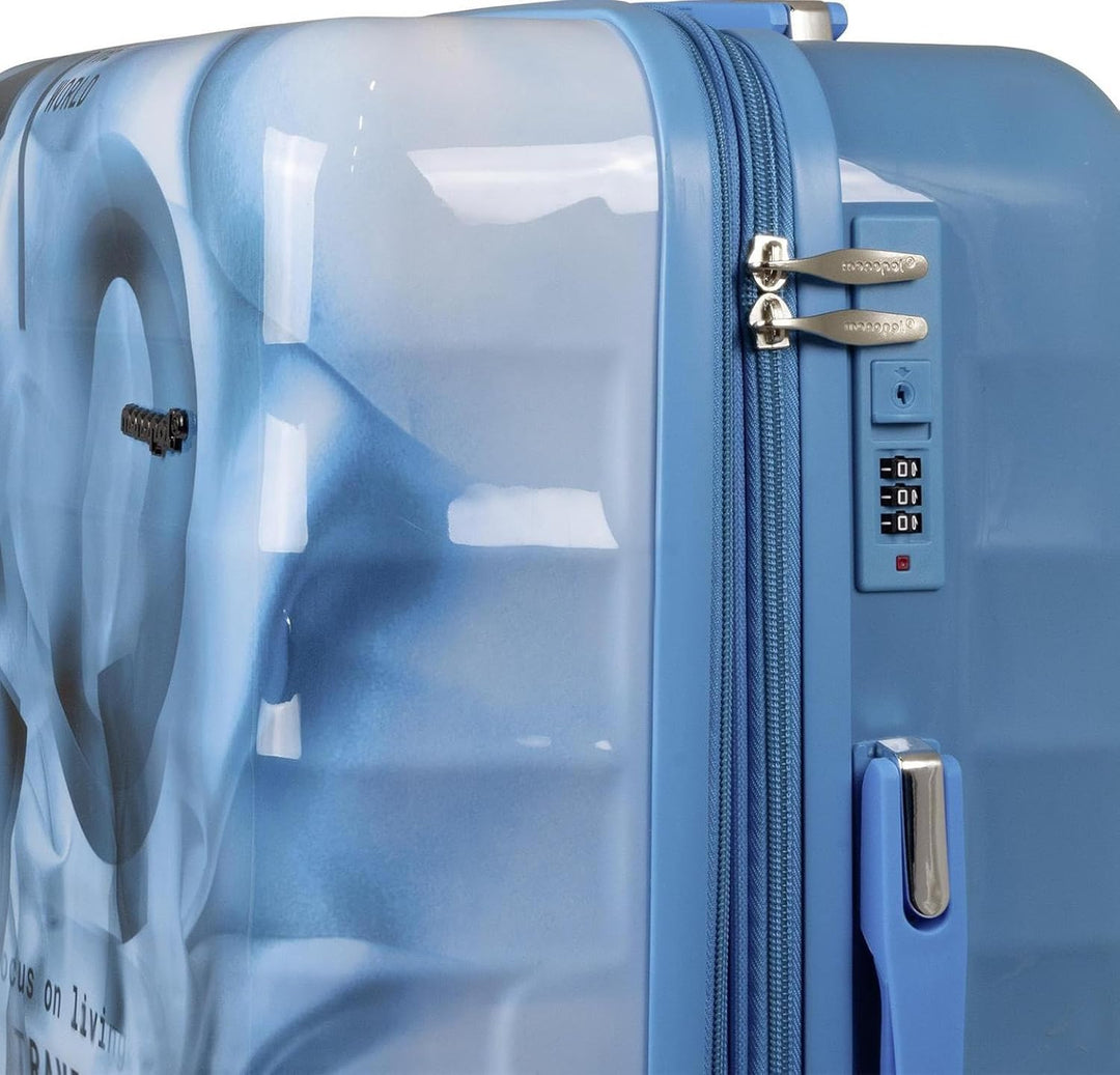 Hartschalen Koffer Trolley Revona Blau Pink mit tollem Print Motiv, Handgepäck, Grösse M