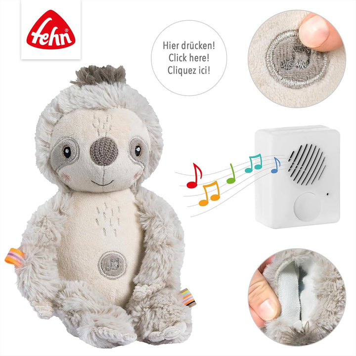 Fehn Einschlafhilfe Faultier – Baby Einschlafhilfe mit Soundmodul: Faultier Kuscheltier mit entnehmb