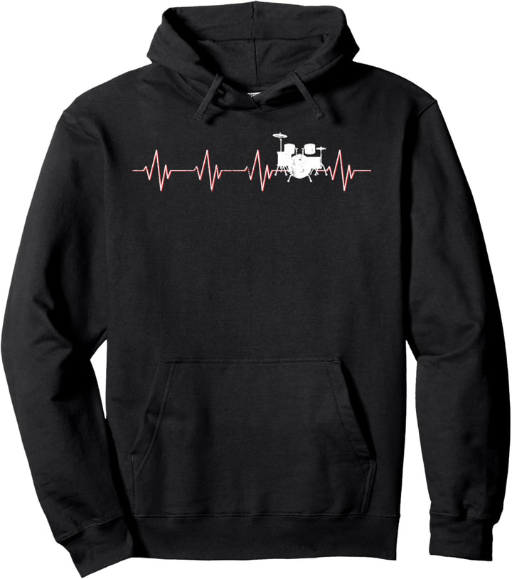 Rock Musikinstrument Herzschlag Geschenk Drummer Schlagzeug Pullover Hoodie