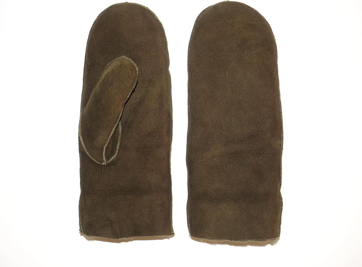 Lammfell Handschuhe Fäustlinge, Fausthandschuhe aus Merino Lammfell, Cognac - braun - olive, Damen -