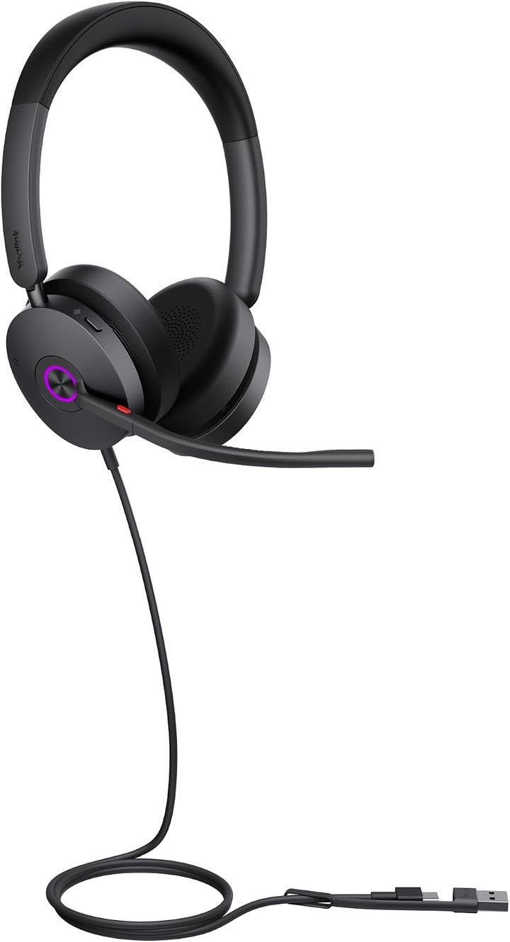 Yealink UH48 Dual UC Headset – USB-C/A, Hybrid ANC, 4-Mikrofon Geräuschunterdrückung, Dual Busylight