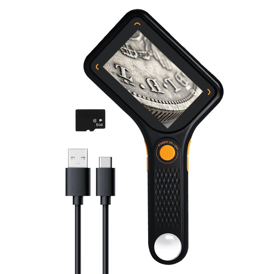 Digitales Mikroskop mit IPS-Bildschirm, Autofokus, USB-Lupe, 64 GB, Unterstützung für Münzen, Schmuc
