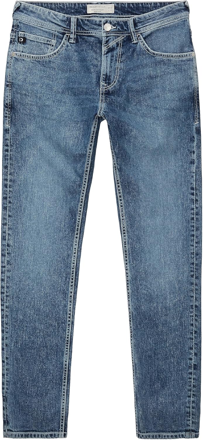 TOM TAILOR Denim Herren Piers Slim Jeans mit Stretch 36W / 34L 10119 - Used Mid Stone Blue Denim, 36