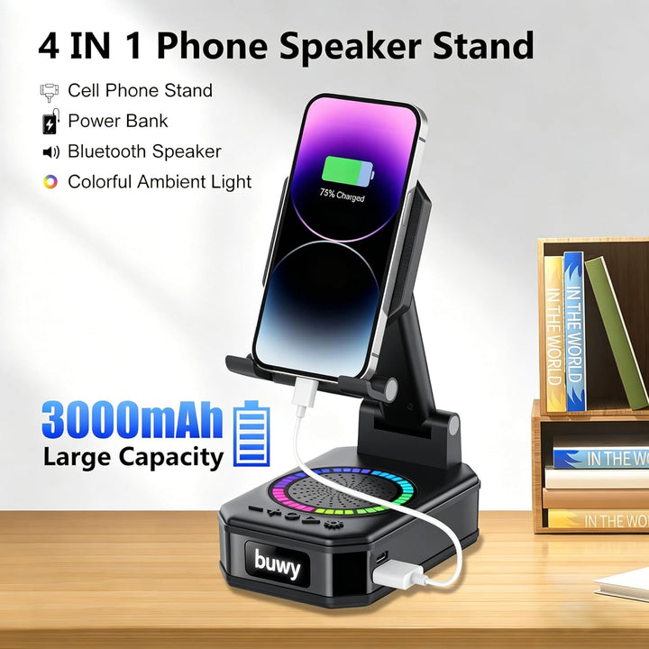 Vatertagsgeschenk für Papa,Telefonständer mit Bluetooth-Lautsprecher, 5-in-1 Musikbox Bluetooth mit