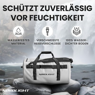 Wasserfeste Reisetasche Duffle Bag 60L - mit Rucksackfunktion (Anthrazit) | Praktische Aussen- und I