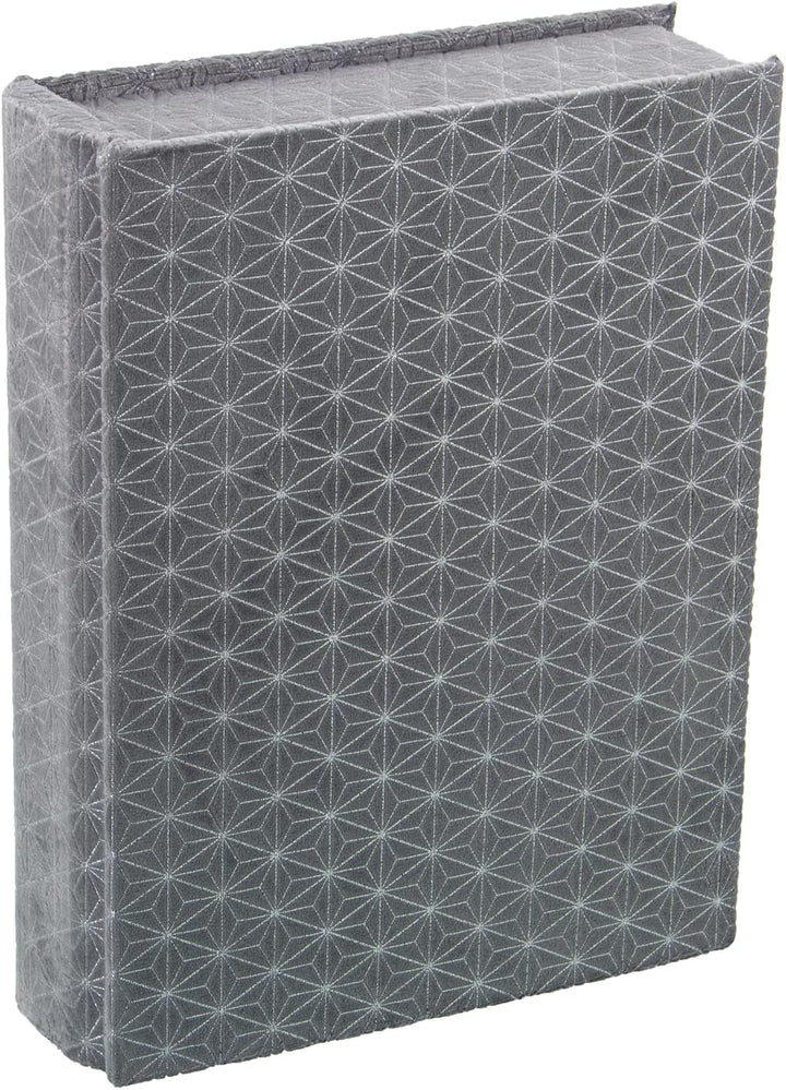 DRW Set mit 3 Buchboxen aus Samt, grau, 25 x 19 x 7 cm