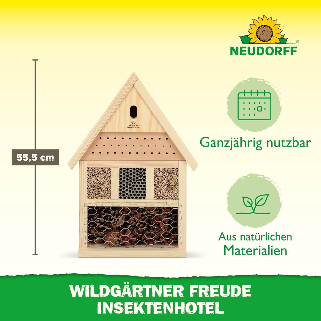 Neudorff Wildgärtner Freude Insektenhotel als Nist- und Überwinterungshilfe für Wildbienen, Marienkä