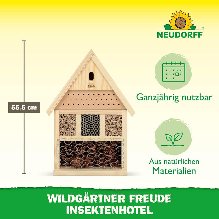 Neudorff Wildgärtner Freude Insektenhotel als Nist- und Überwinterungshilfe für Wildbienen, Marienkä