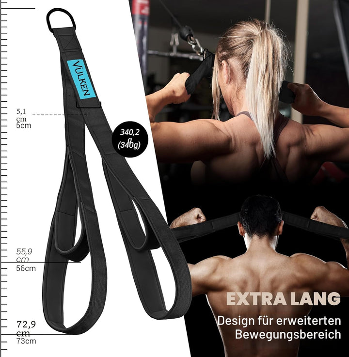 Vulken Tricep Rope Cable Attachment. 28.7 Inch & 22 Inch Two Lengths Built in One Pull Down Rope. Tr