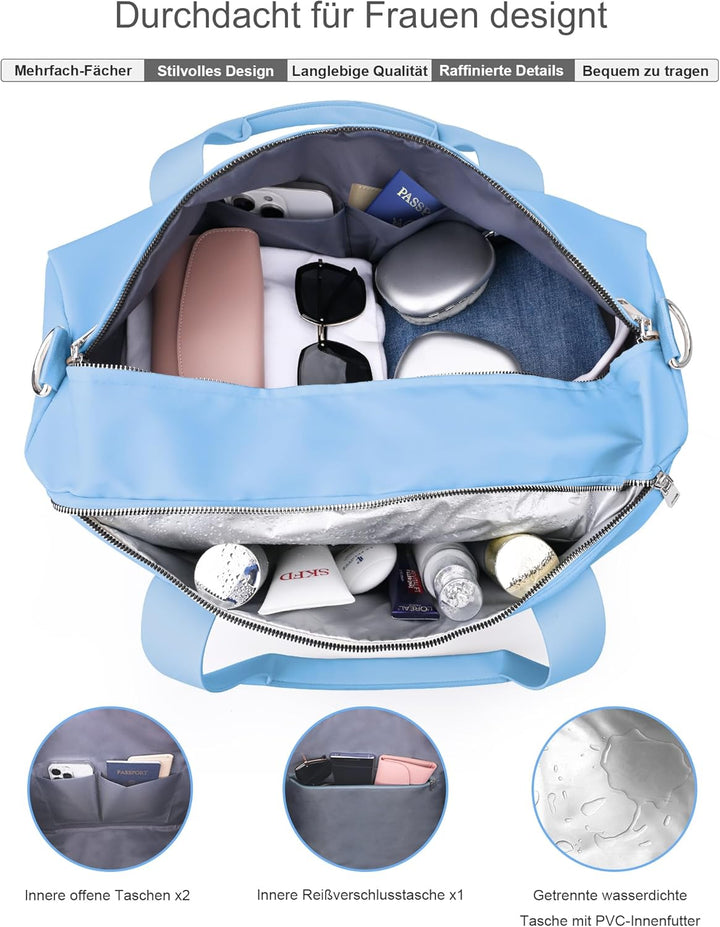 Sporttasche Reisetasche für Damen und Herren,wasserdichte Handgepäcktasche,Trainingstasche für Reise