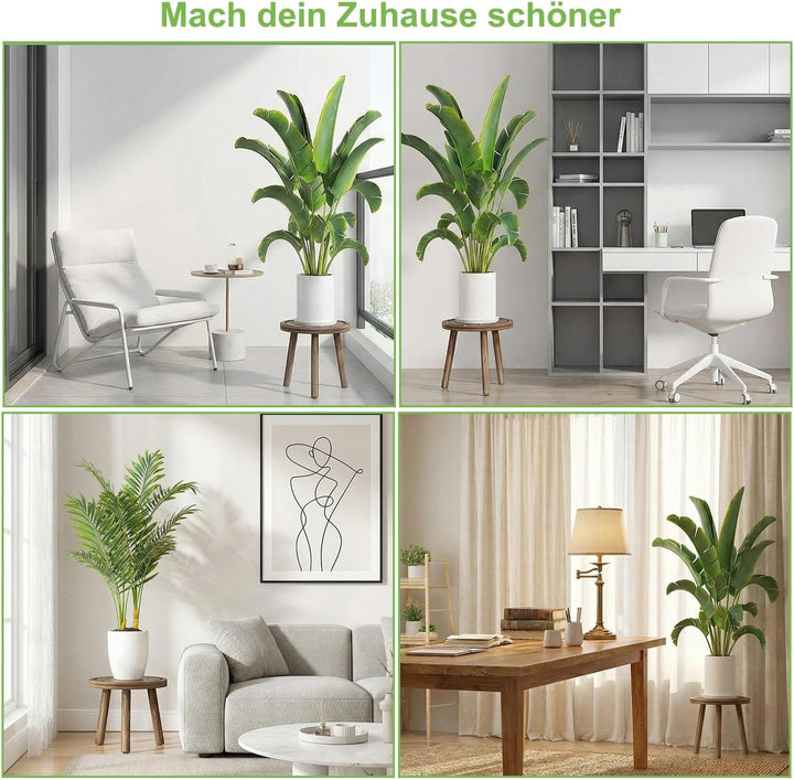 FUSHITON Moderne Pflanzenständer für grosse Pflanzen, 3er Set in dunkelbraun mit stabilem Dreieck-St