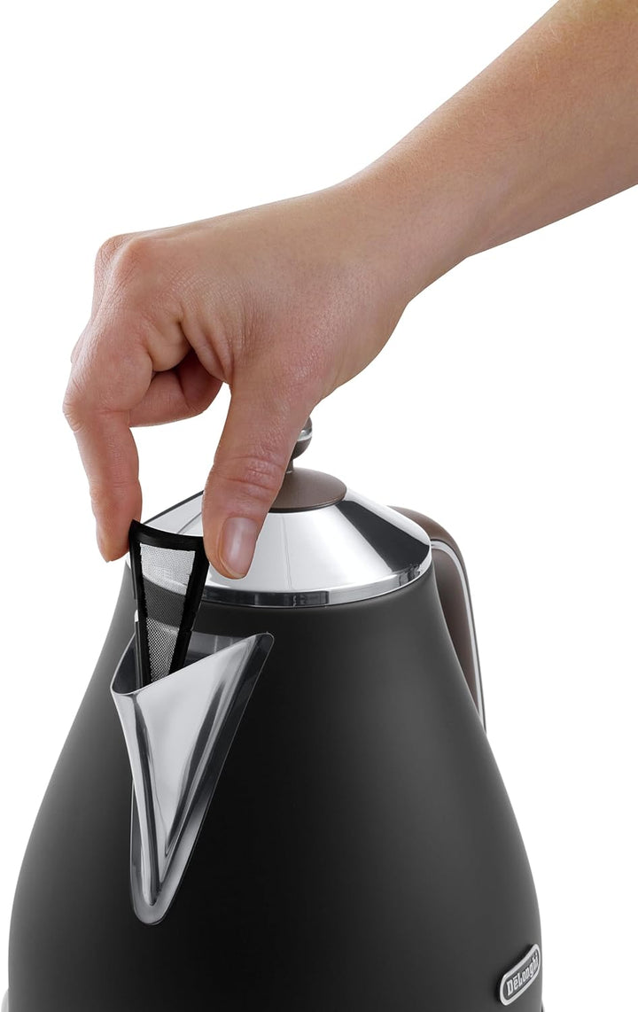 De'Longhi Wasserkocher Icona Vintage KBOV2001.BK - 1,7 l mit Wasserstandsanzeige und 360° Basis, Ede