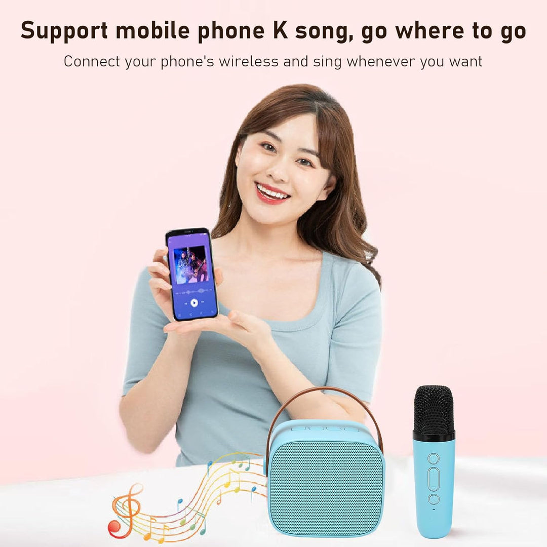 Bluetooth-Karaoke-Maschine für Erwachsene und Kinder, Tragbarer Stereo-Sound-Retro-Lautsprecher mit