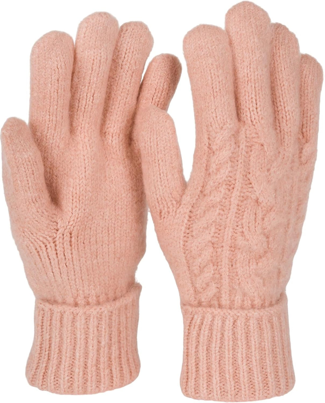styleBREAKER Damen Strickhandschuhe mit Zopfstrickmuster, warme Winter Fingerhandschuhe, vielseitige
