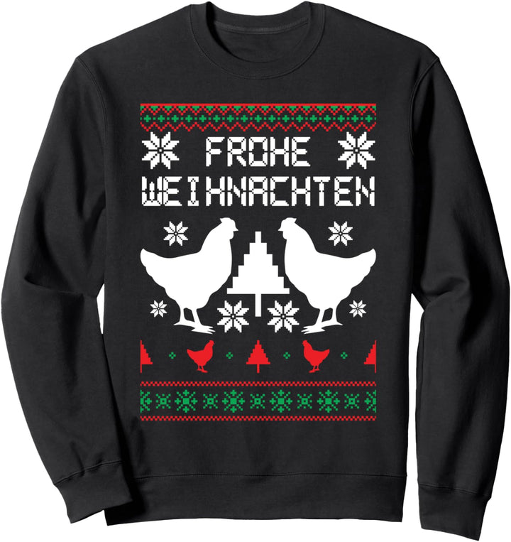 Ugly Christmas Weihnachtsfeier Landwirtschaft Hühner Motiv Sweatshirt