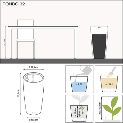 Lechuza Pflanzgefäss Rondo 32 schwarz Hochglanz 15789