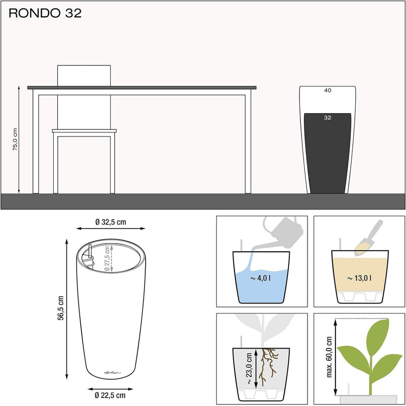 Lechuza Pflanzgefäss Rondo 32 schwarz Hochglanz 15789