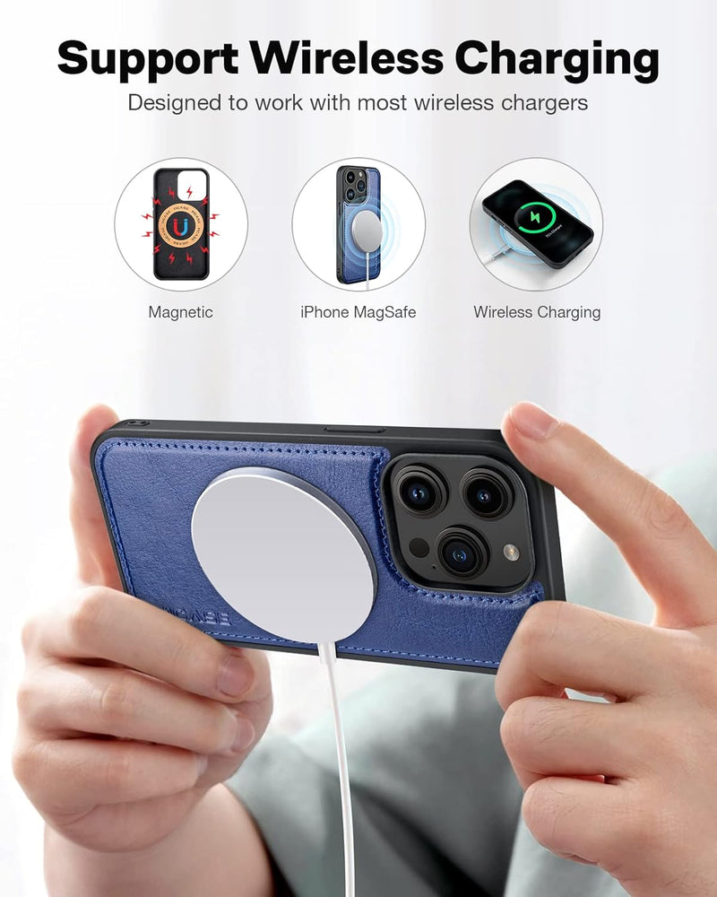 OCASE Hülle iPhone 14 Pro [Abnehmbare magnetische Hülle] [Kabelloses Laden] [Displayschutz] [Kartenf