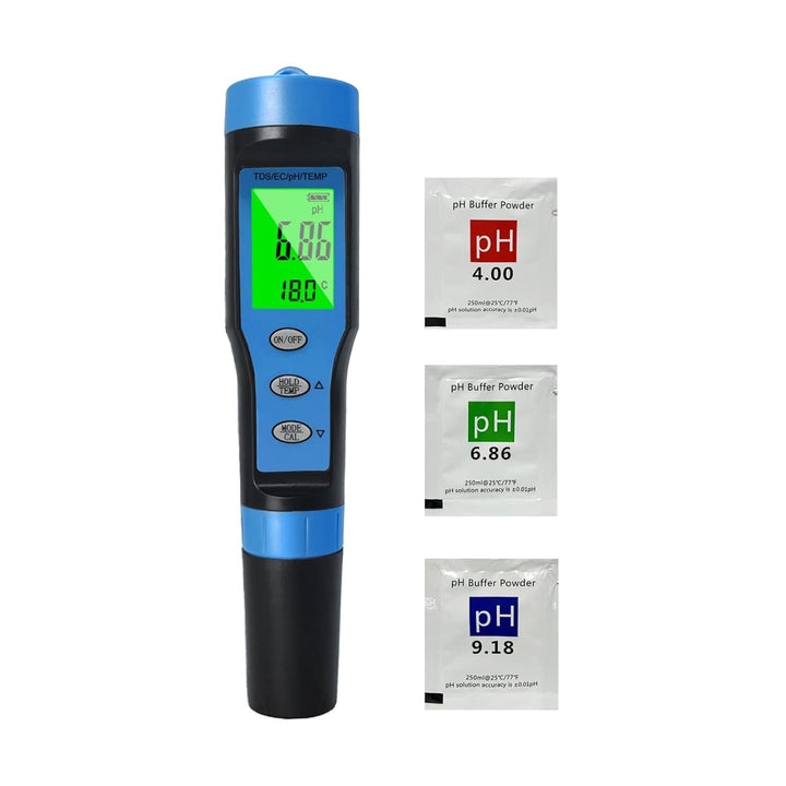 Ueomul pH Messgerät 4 IN 1 mit TDS EC Temperatur Multi-Parameter-Tester 0,01 Auflösung hohe Genauigk