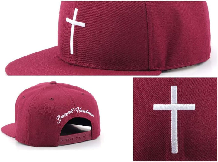 Bexxwell Snapback Cap rot mit Kreuz (optimale Passform, Kappe, red, Cross, Unisex)