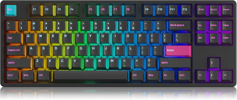 Akko 5087S RGB Mechanische Tastatur Kabelgebundene, 87 Tasten TKL Gaming Keyboard, Unterstützt QMK/V