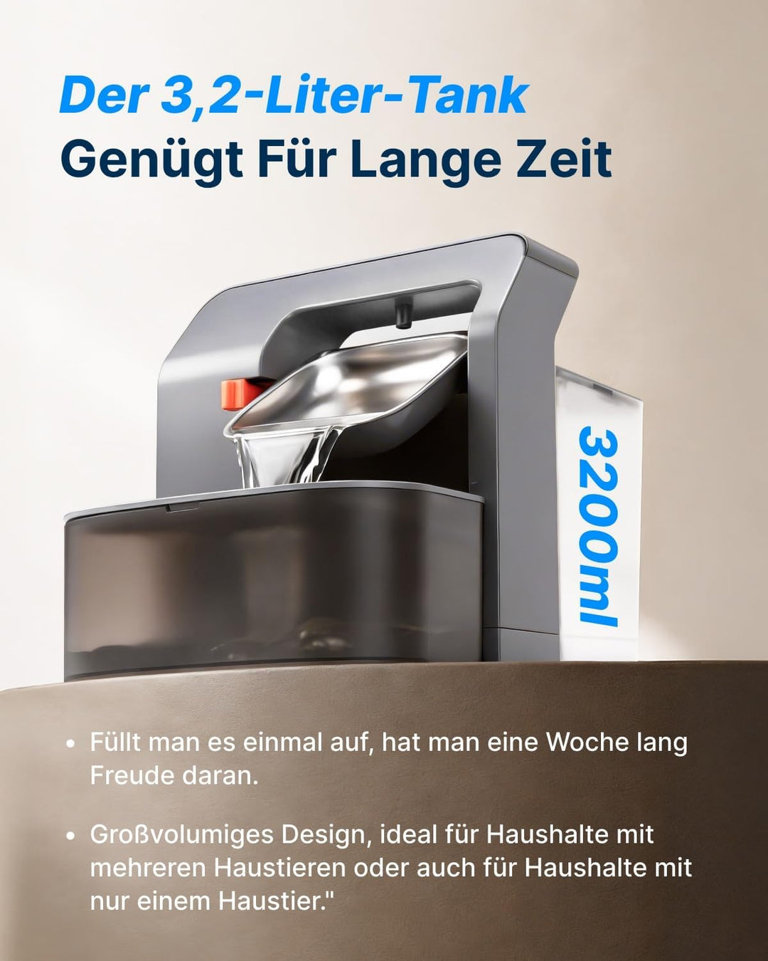 Trinkbrunnen für Katzen, Kabelloser Katzenbrunnen mit Bewegungssensor, Leise Wasserpumpe, Schwarz, 3