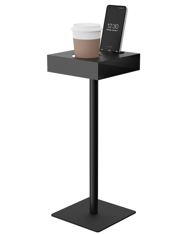 Yawinhe Metall Beistelltisch, Stabiler Kleiner Quadrat Couchtisch, Becherhalter Tisch mit Handyschli