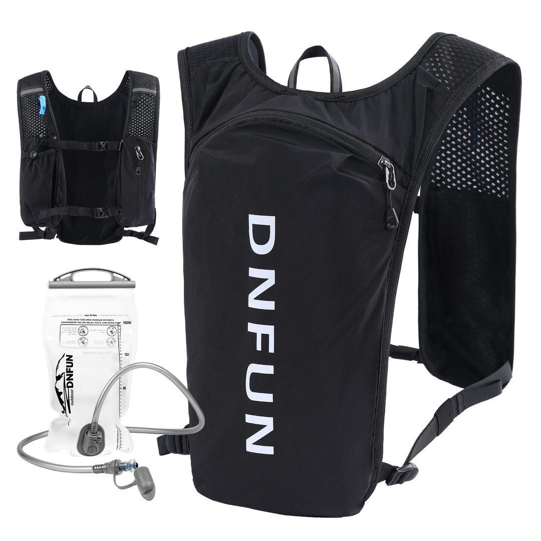 DNFUN Laufweste Damen Herren,verstellbare Trinkweste mit 1.5L Trinkflasche,5L Running Vest Trinkruck