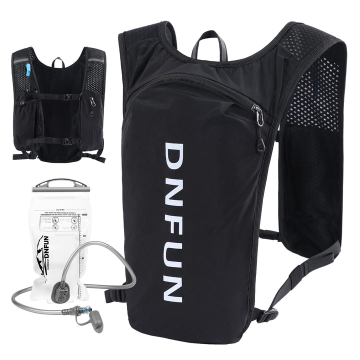 DNFUN Laufweste Damen Herren,verstellbare Trinkweste mit 1.5L Trinkflasche,5L Running Vest Trinkruck