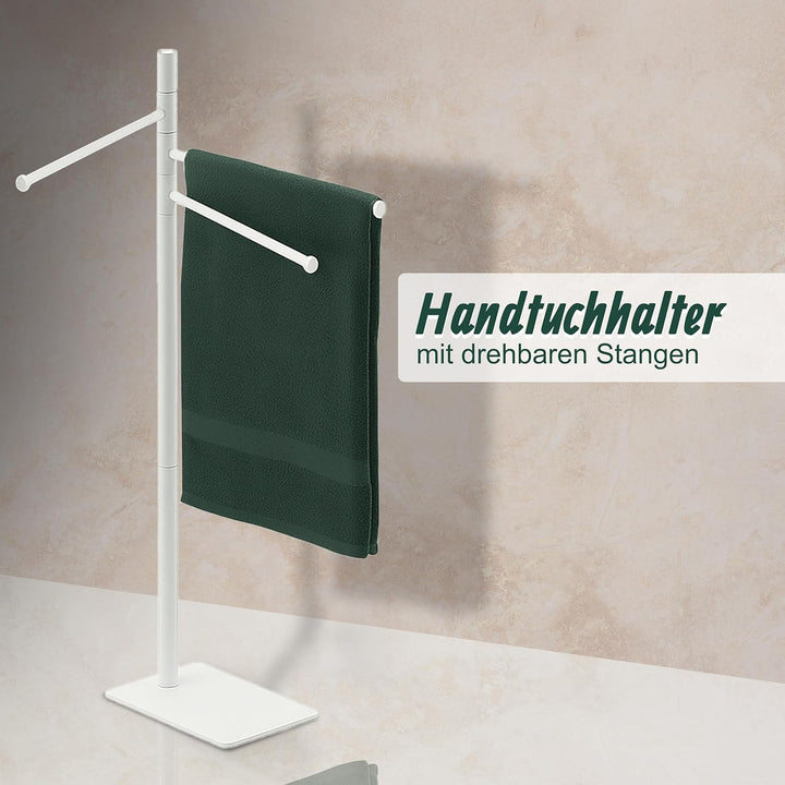 Relaxdays Handtuchständer, HxBxT: 83 x 33,5 x 14 cm, Edelstahl, 2 bewegliche Stangen, stehender Hand