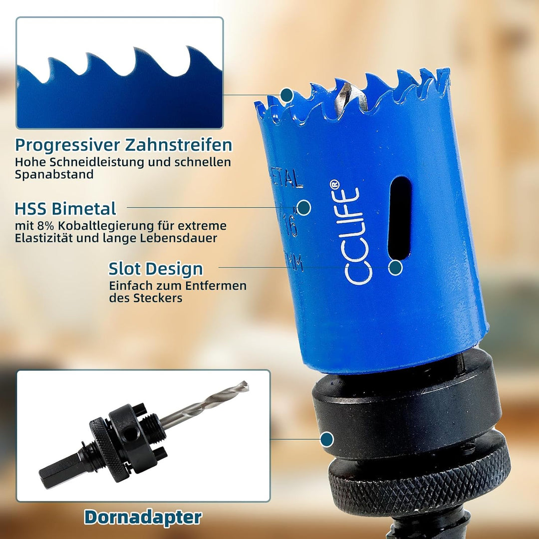 CCLIFE Lochsäge Set Bi-Metall 18tlg Ø16-76mm 38mm Tiefe 18tlg, Ø16-76mm, 18tlg, Ø16-76mm