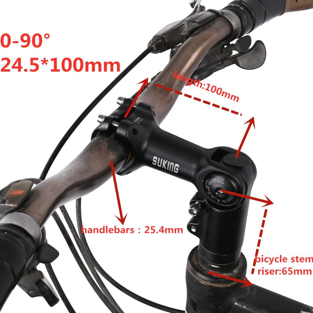 BESNIN Fahrrad Vorbau,Radfahren MTB Vorbau 0-90° 31.8MM OR 25.4MM 60/93/100mm Mountainbike Lenker Vo