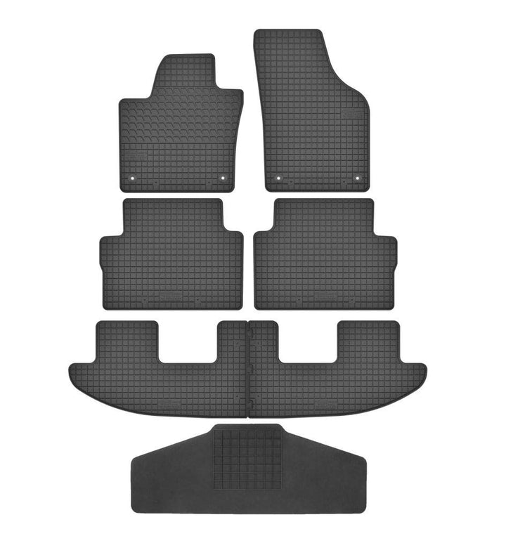 Fussmatten Vorne, Hinten 2 Reihen + Tunnel Matte 7er Set für VW Sharan II 2 ab 2010 7N 7 Sitzer Gumm