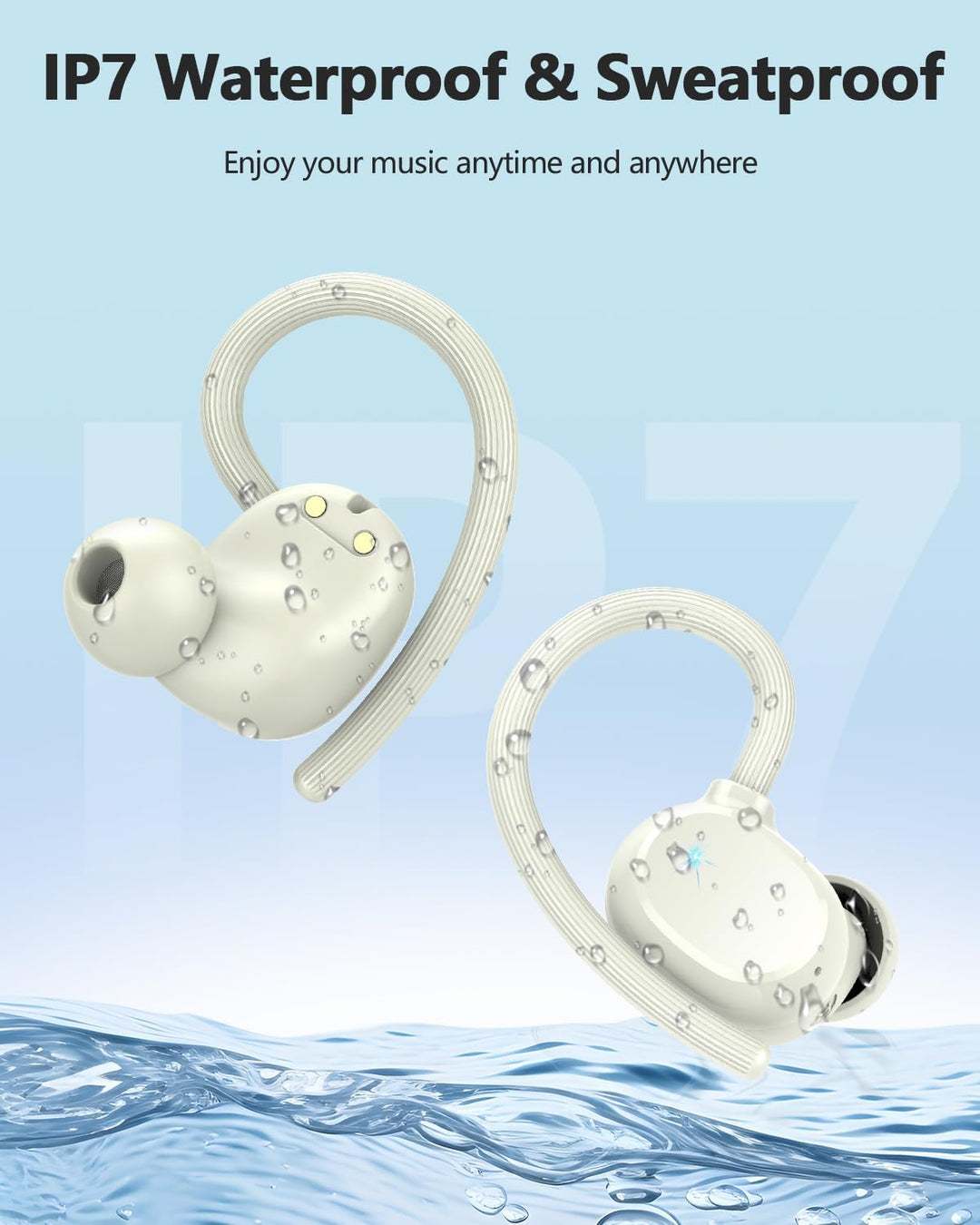 Bluetooth Kopfhörer Sport, 128Std 2026 Kopfhörer Kabellos Bluetooth 5.3, 3D-Stereo Tiefer Bass IP7 W
