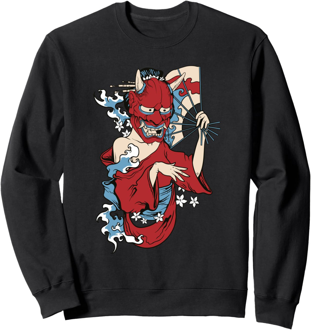 geisha girl mask Japanese demon Sweatshirt